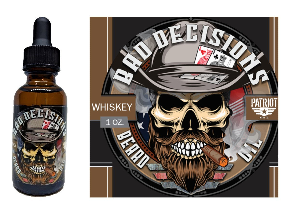 Bad Decisions 1oz Natural Beard        Oil Whiskey - Patriot Mens Company