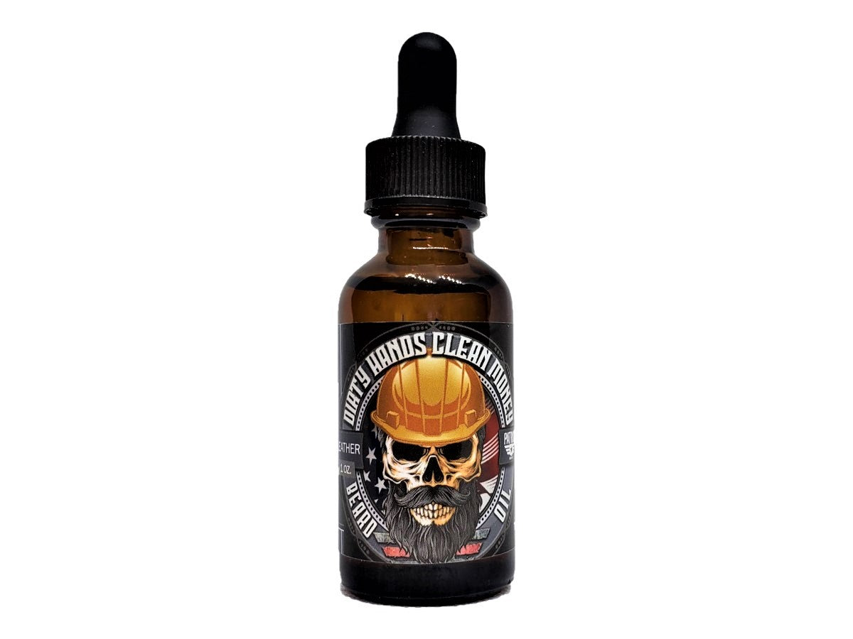 Dirty Hands Clean Money 1oz Natural Beard Oil  Leather and Oakmoss - Patriot Mens Company