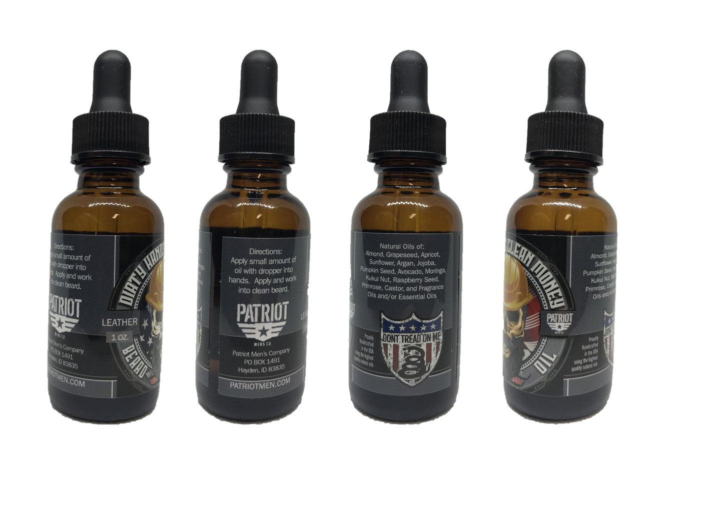 Dirty Hands Clean Money 1oz Natural Beard Oil  Leather and Oakmoss - Patriot Mens Company
