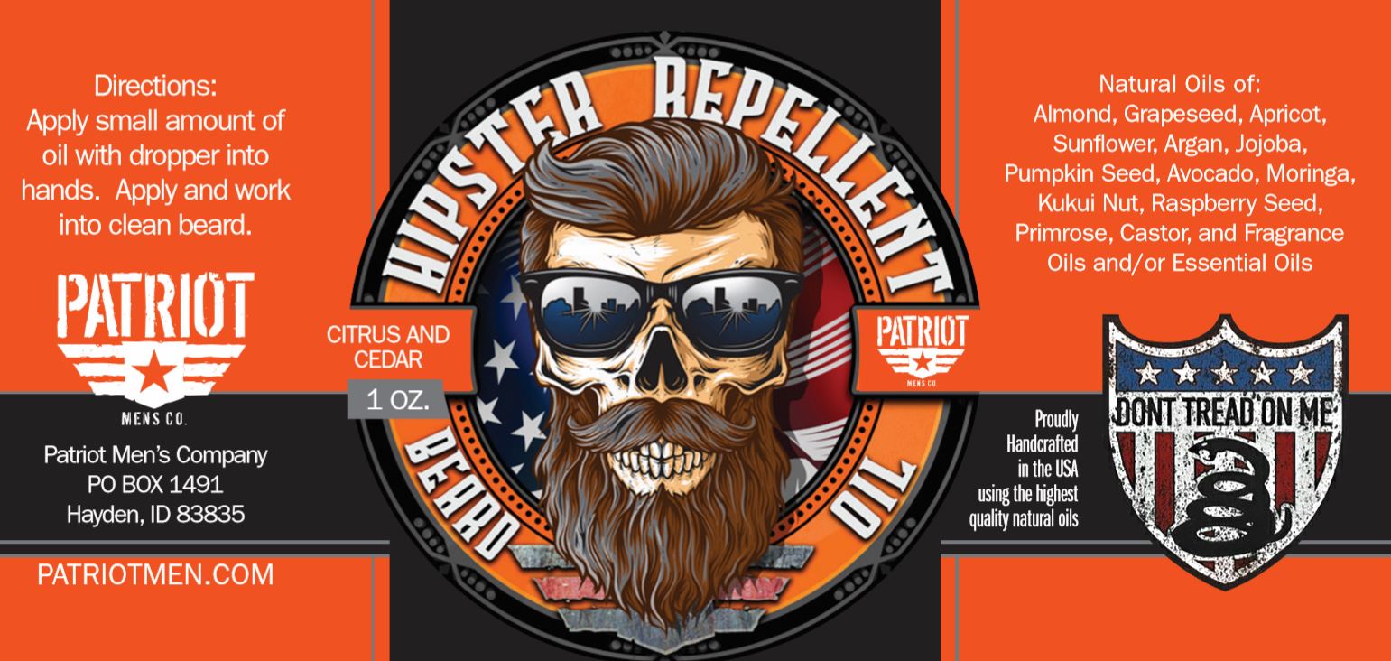 Hipster Repellent  1oz Natural Beard Oil Citrus and Cedar - Patriot Mens Company
