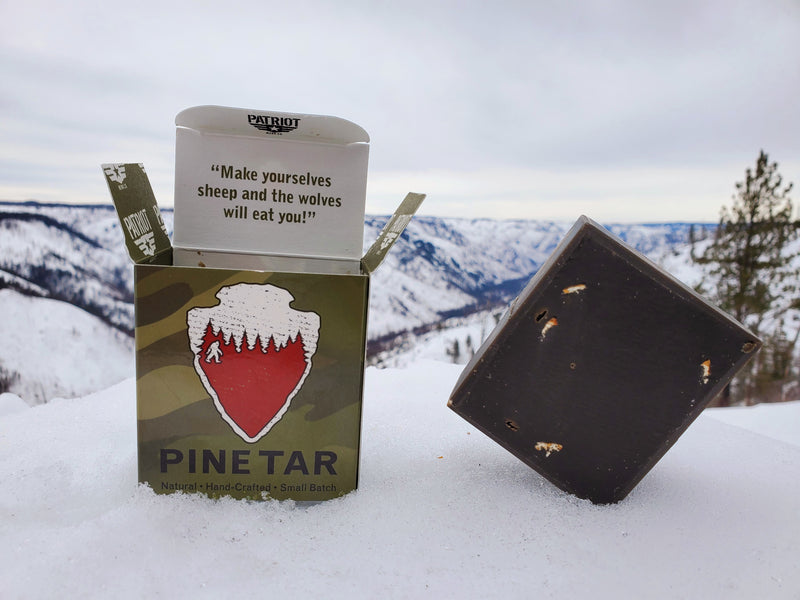 Pine Tar natural men's soap by Patriot and Company.  With 100% Pine Tar and Activated Charcoal in Blue Mountains, Washington.